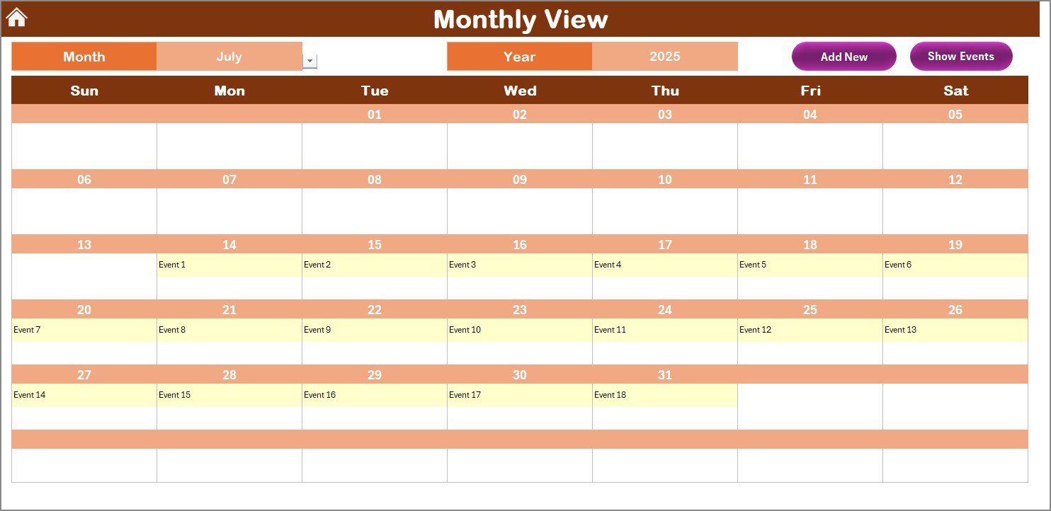 Monthly View Sheet