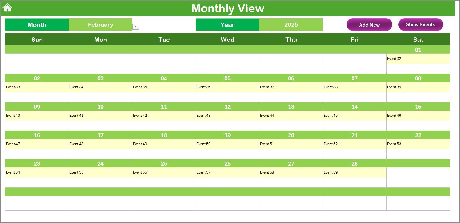 Monthly View Sheet