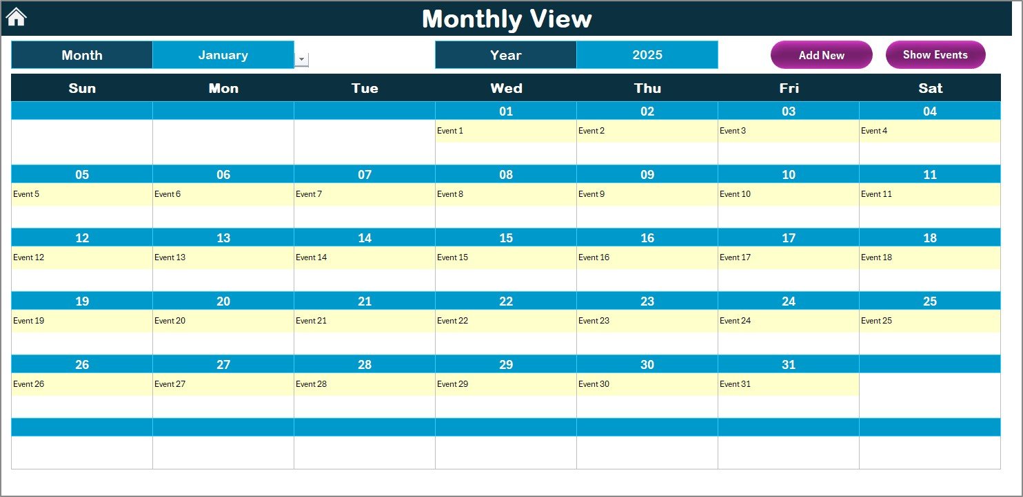 Monthly View Sheet