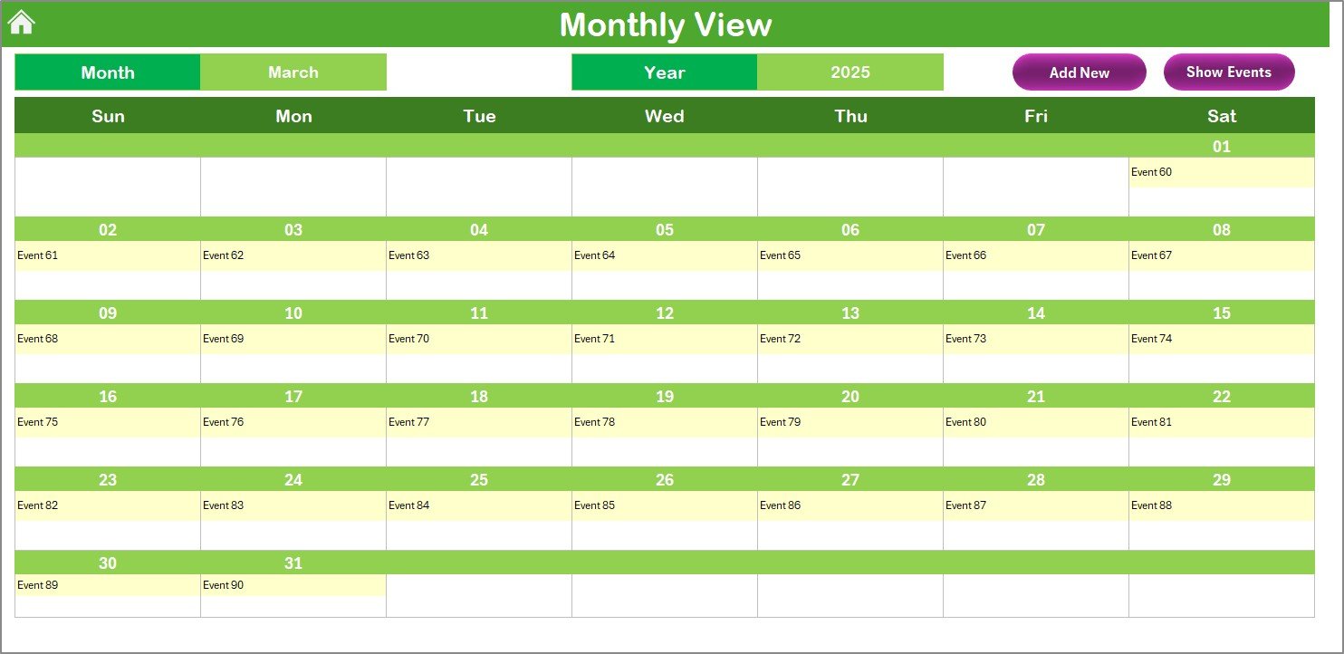 Monthly View Sheet