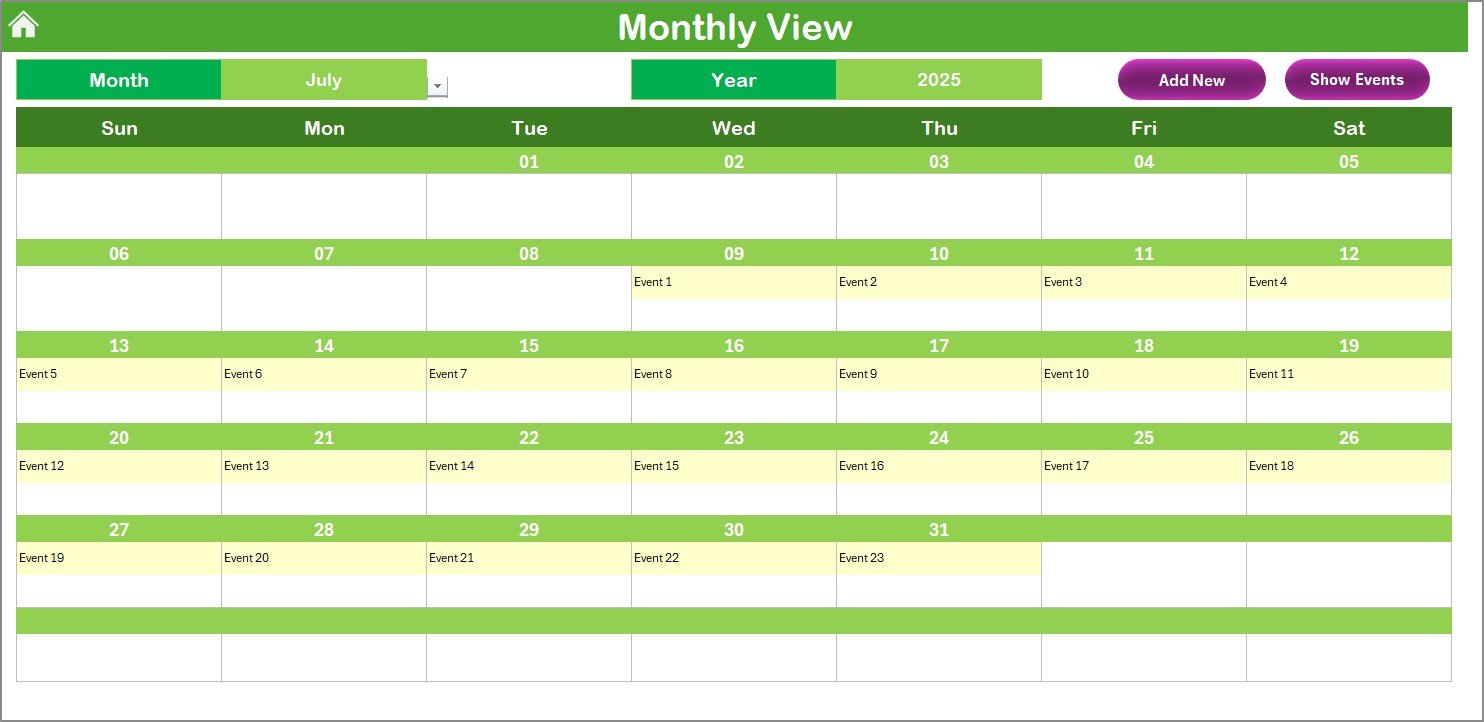 Monthly View Sheet