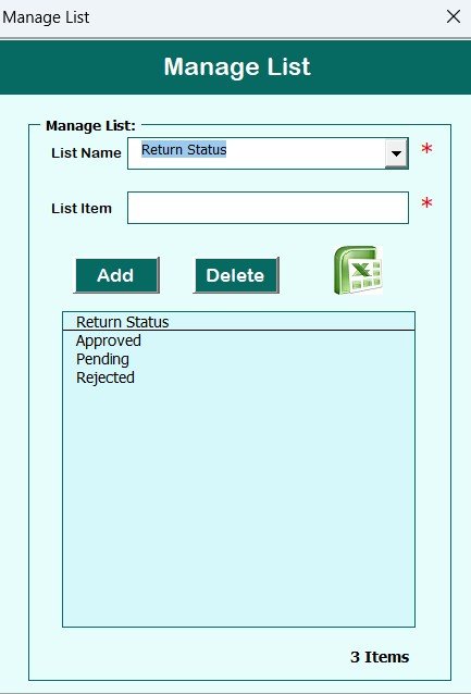 Manage List Sheet