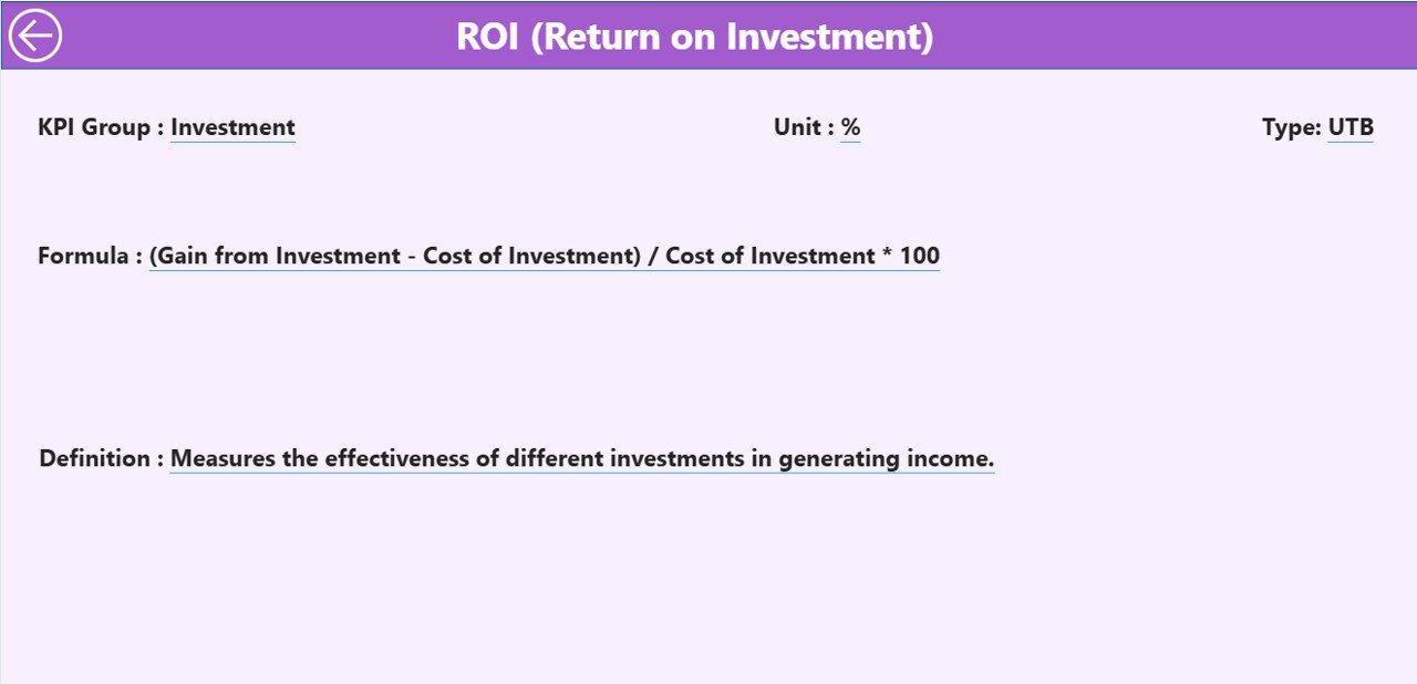 KPI Definition Page