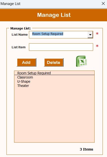 Manage List Sheet