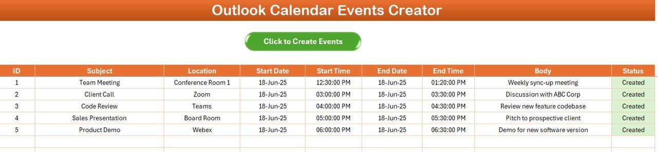 Outlook Calendar Events Automation