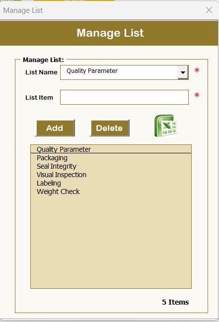 Manage List Sheet