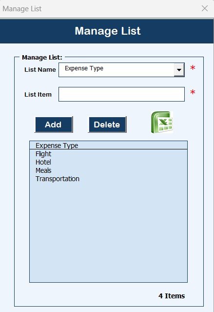 Manage List Sheet