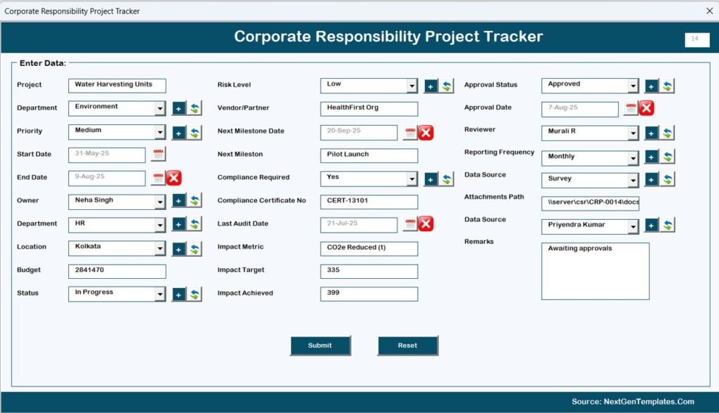 Corporate Responsibility Project Tracker in Excel - PK: An Excel Expert