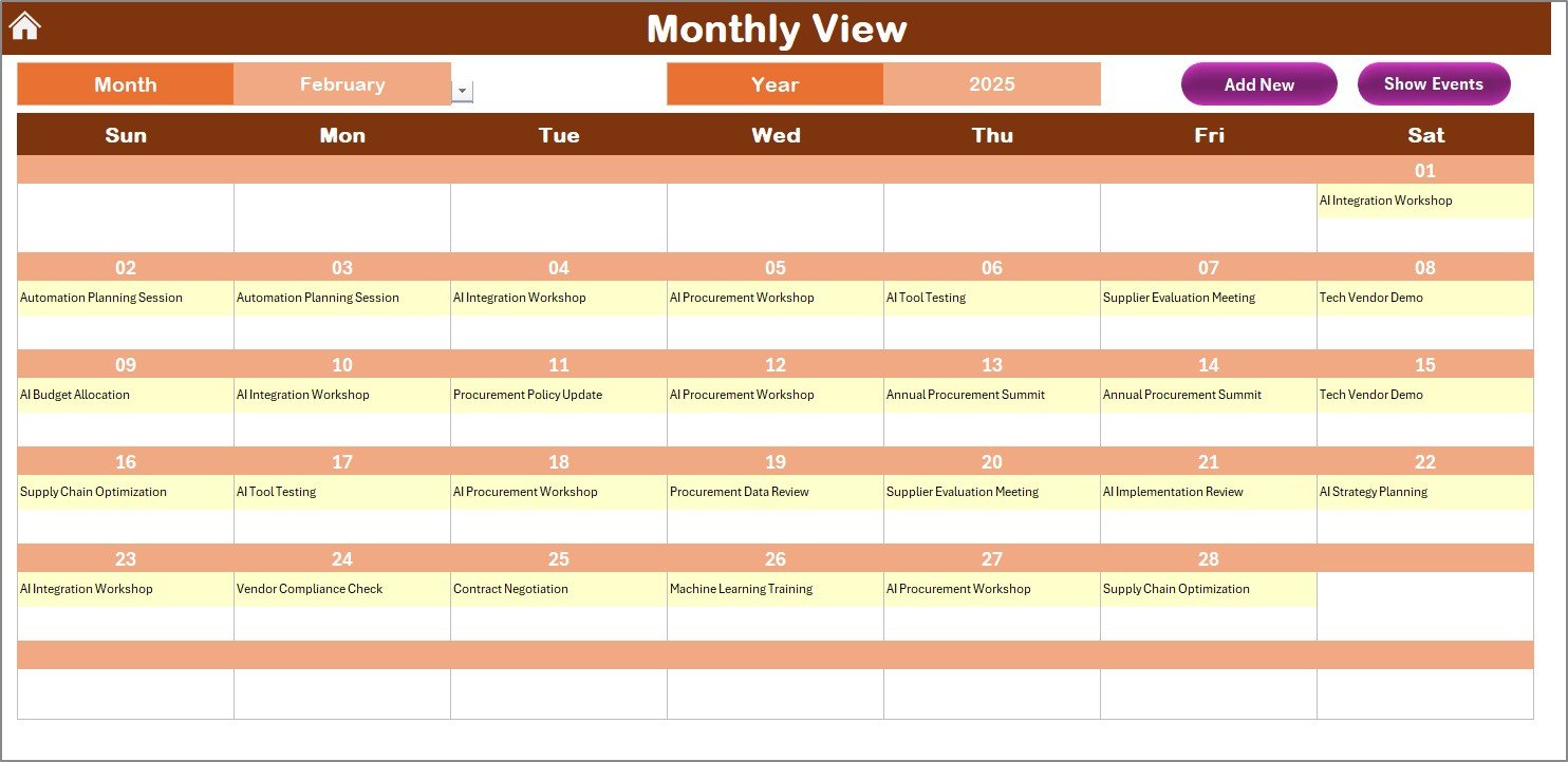 Monthly View Sheet Tab