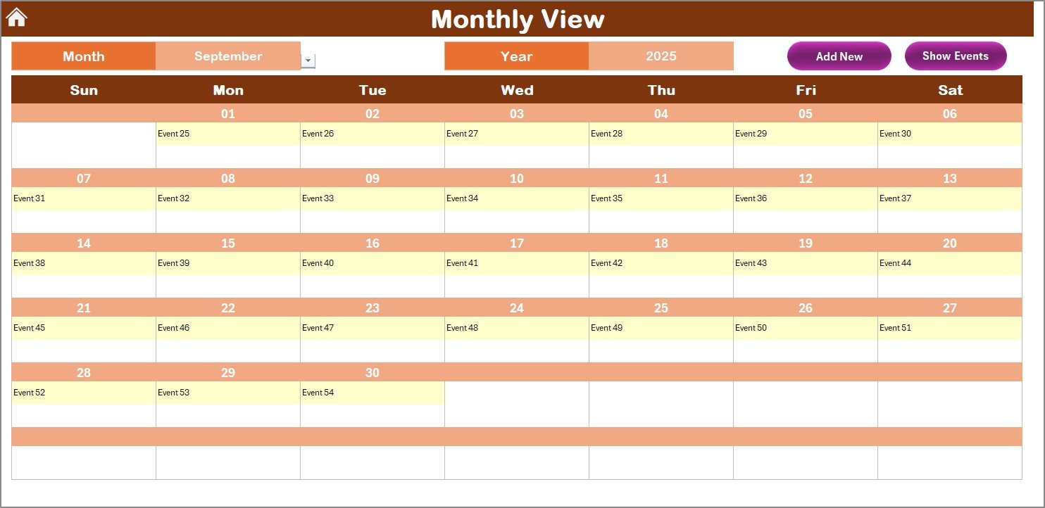 Monthly View Sheet