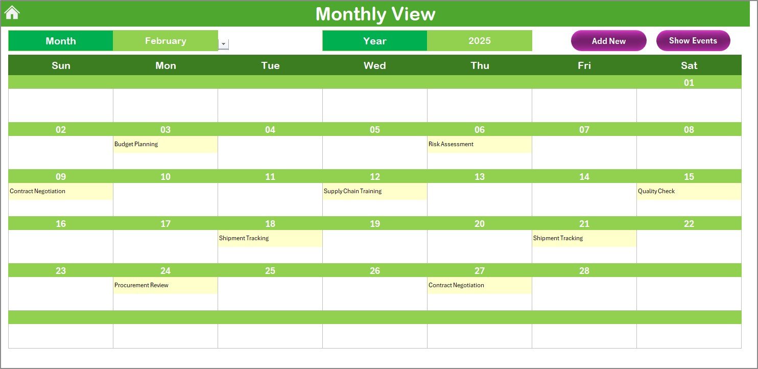 Monthly View Sheet Tab
