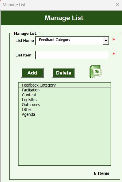 Manage List Sheet