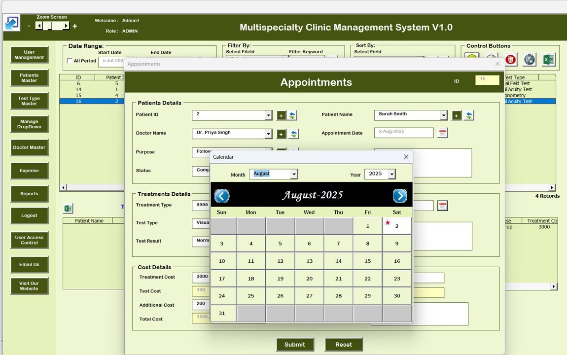 Multispecialty Clinic Management System