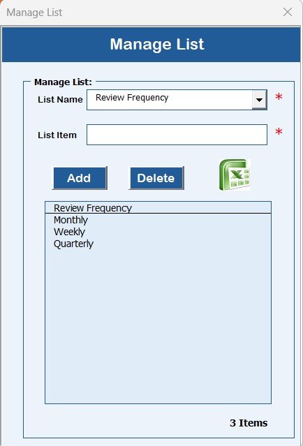 Manage List Sheet Tab