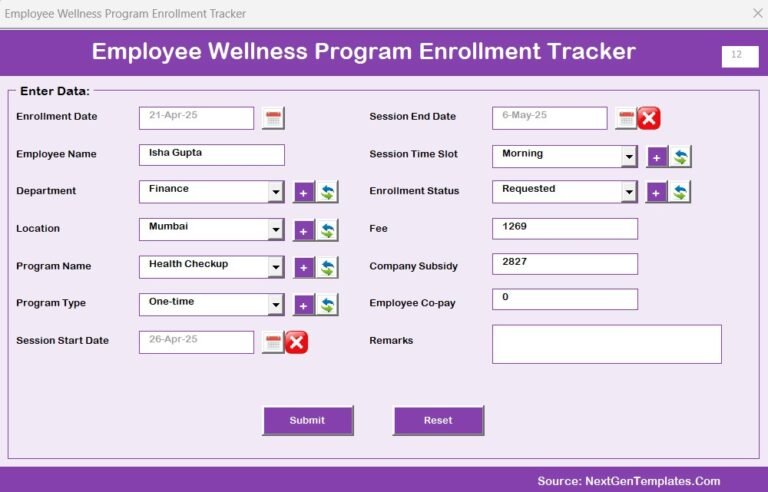 Employee Wellness Program Enrolment Tracker in Excel - PK: An Excel Expert