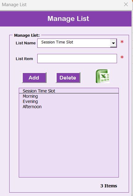 Manage List Sheet Tab