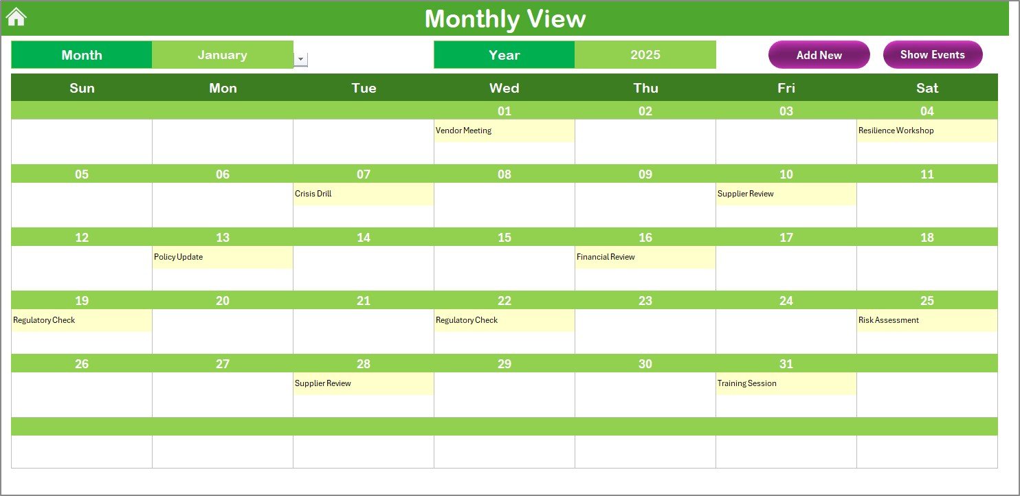 Monthly View Sheet Tab
