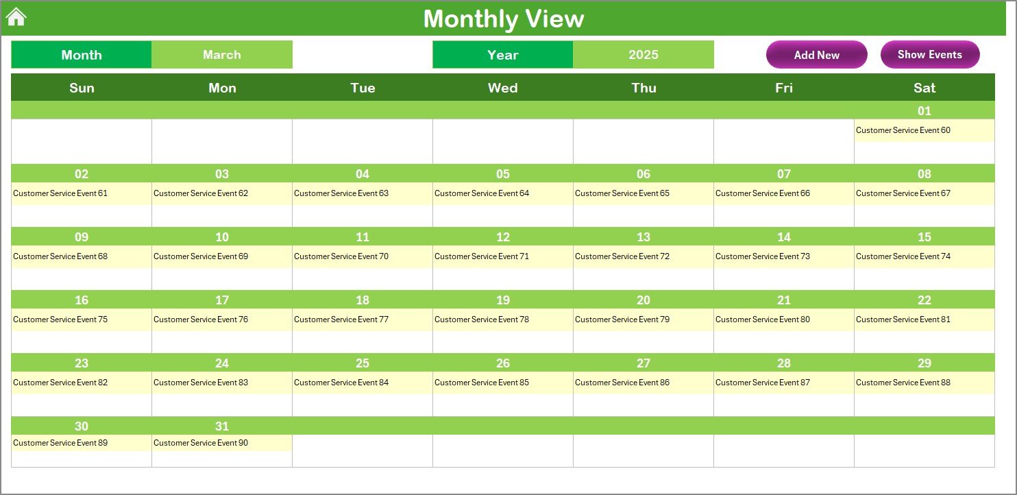 Monthly View Sheet Tab