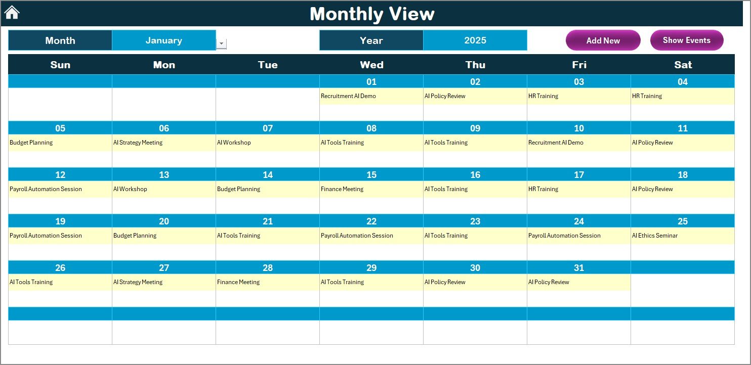 Monthly View Sheet Tab