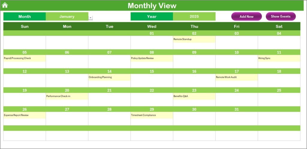Finance HR Remote Work Calendar in Excel - PK: An Excel Expert