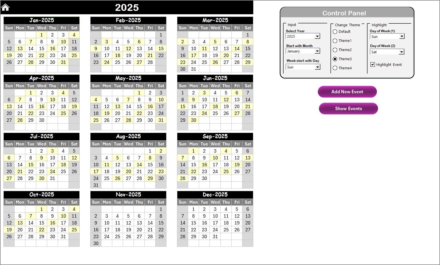 Annual View Sheet Tab