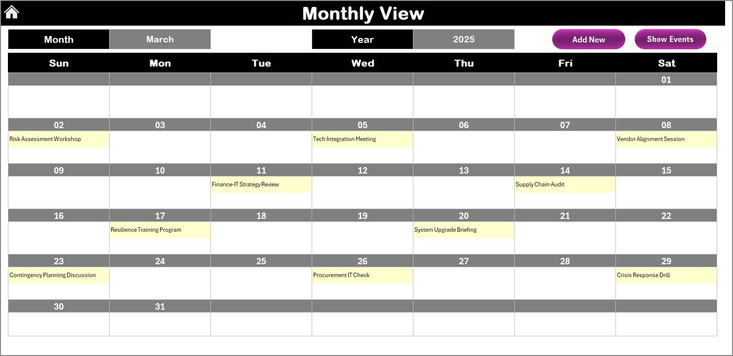 Monthly View Sheet Tab