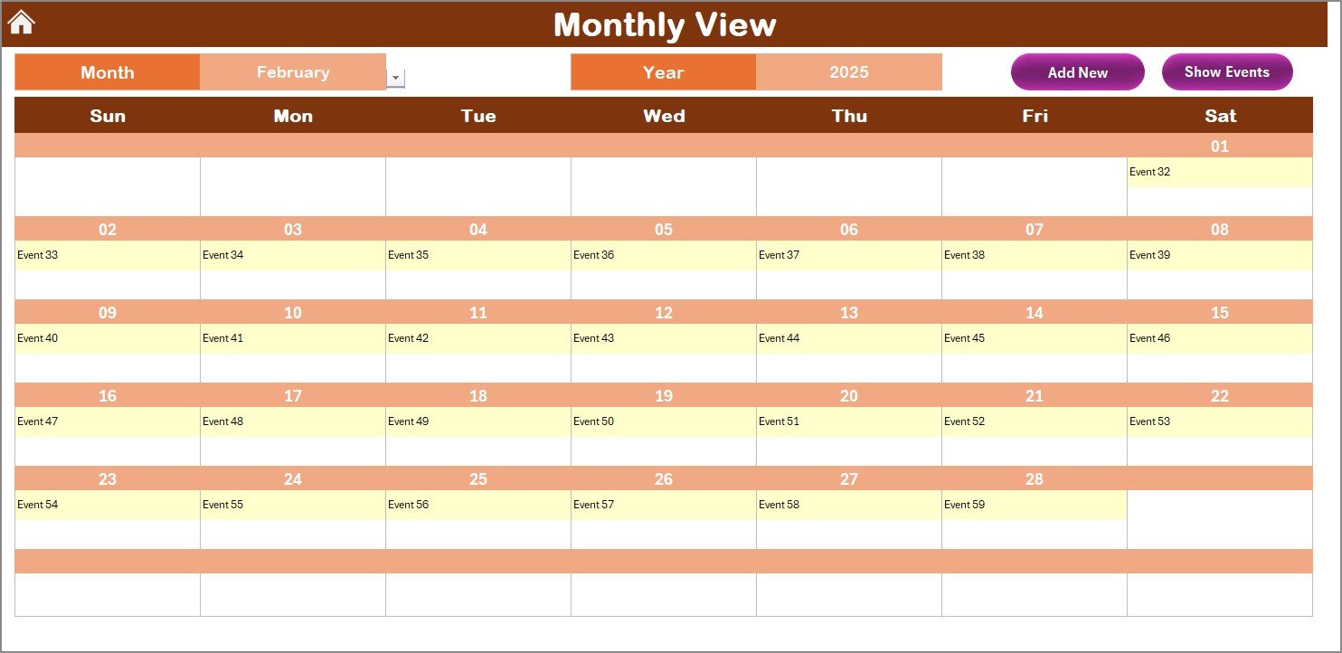 Monthly View Sheet