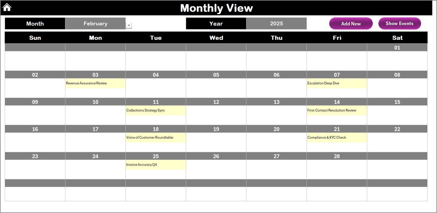 Monthly View Sheet Tab