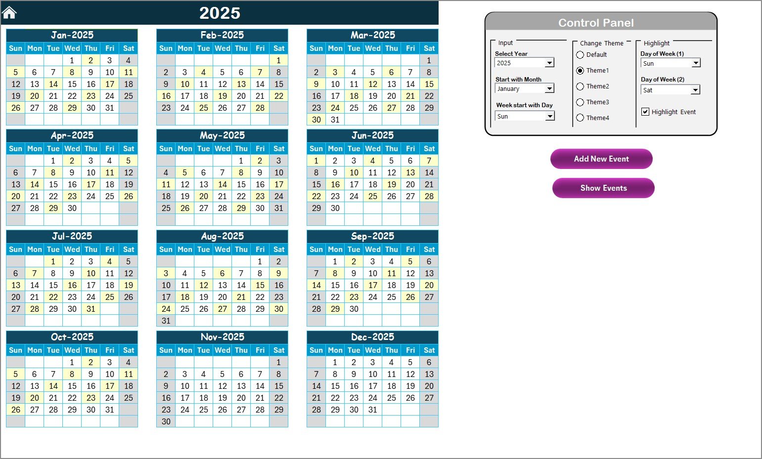Annual View Sheet Tab