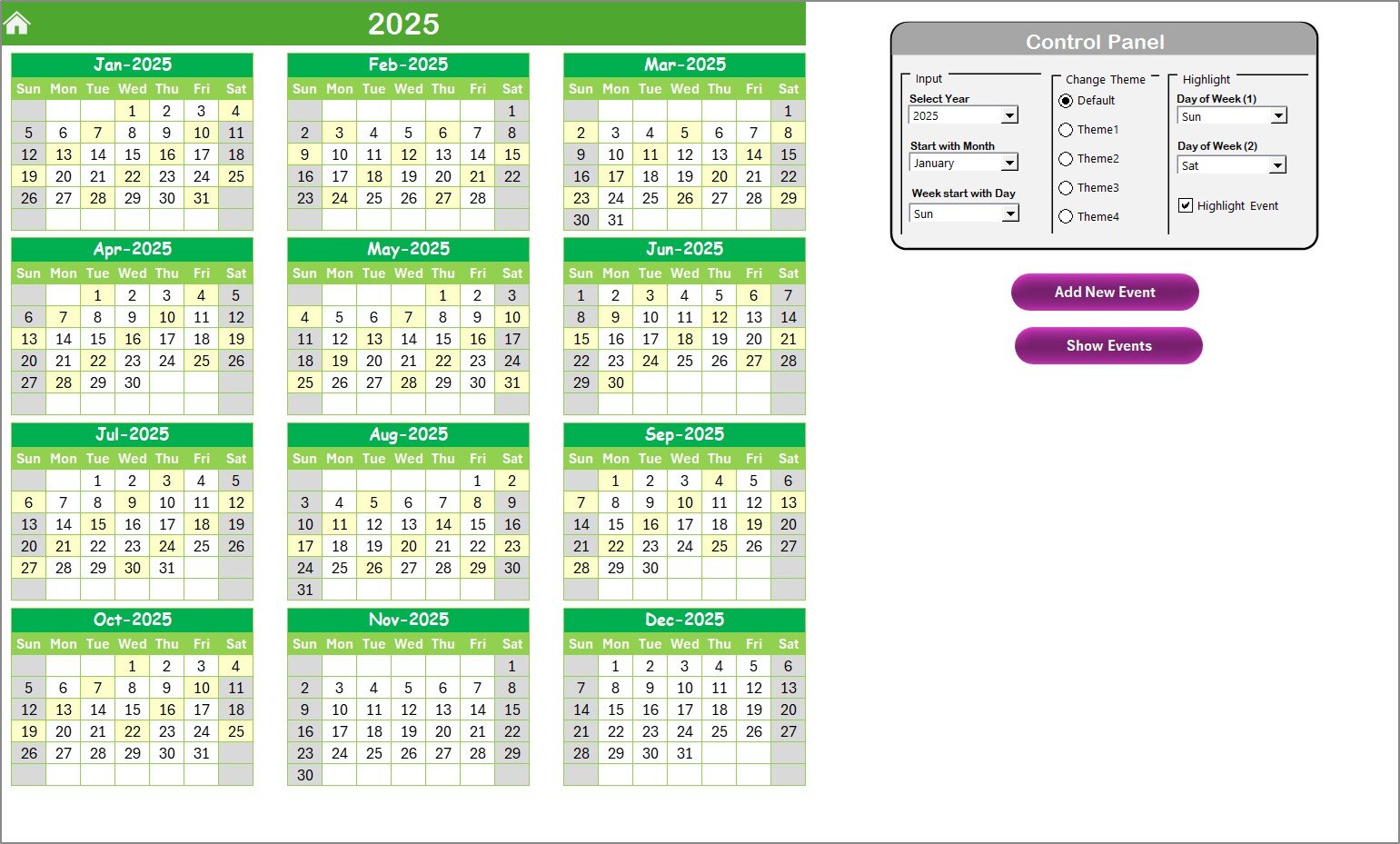 Annual View Sheet Tab