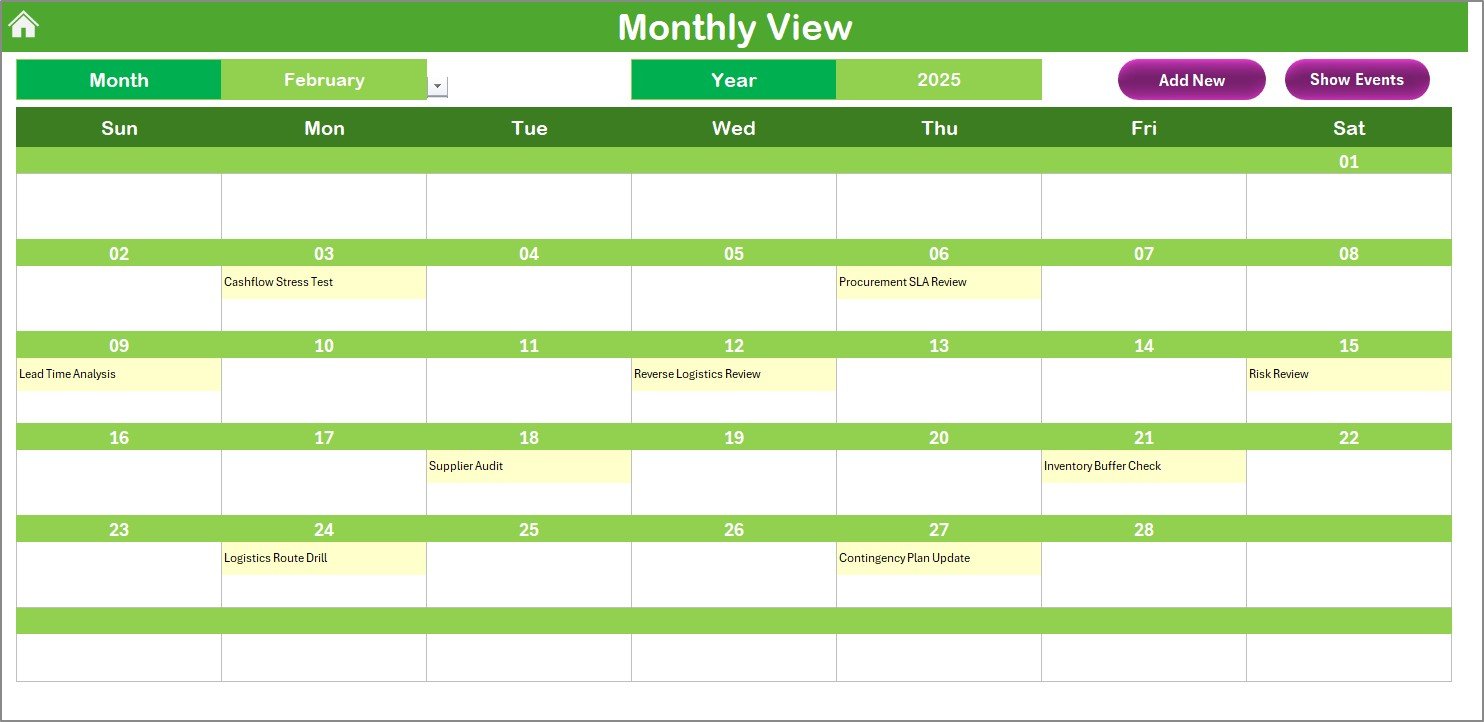  Monthly View Sheet Tab
