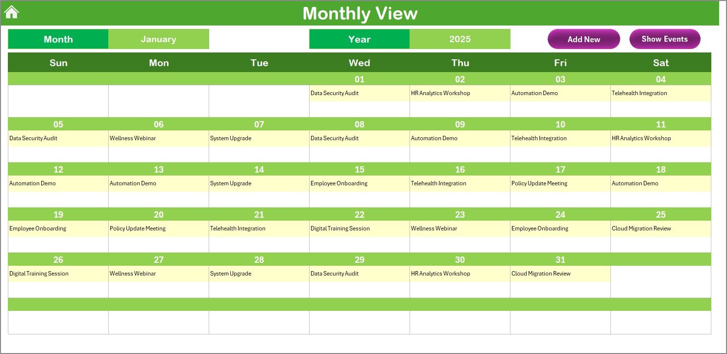 Monthly View Sheet Tab