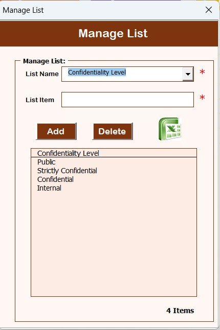 Manage List Sheet Tab