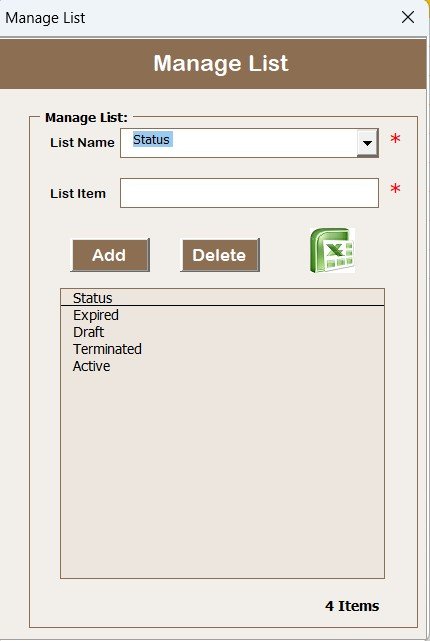 Manage List Sheet Tab