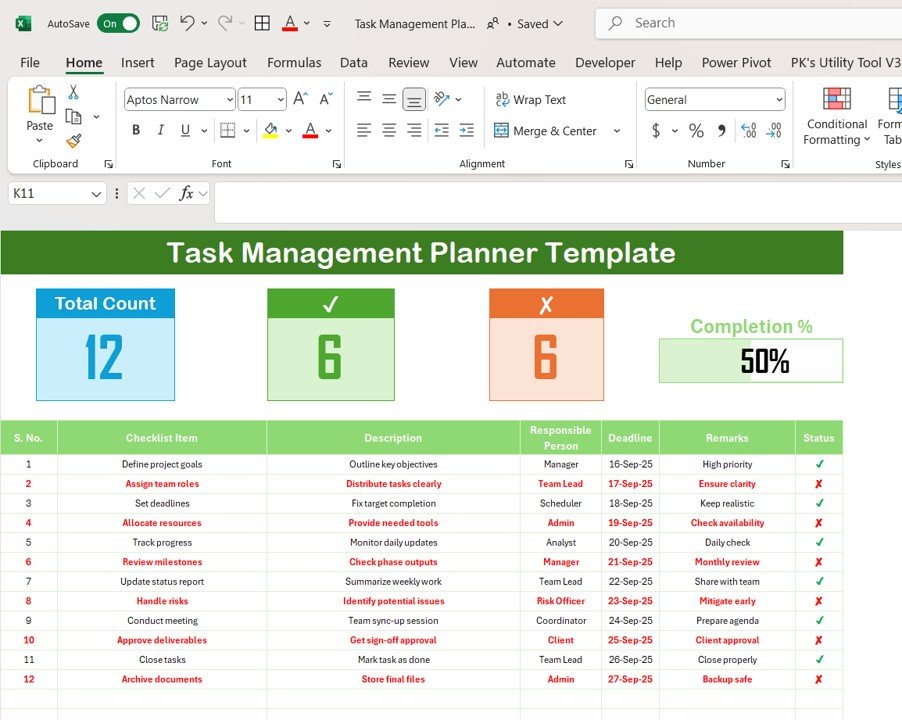 Task Management Planner Template