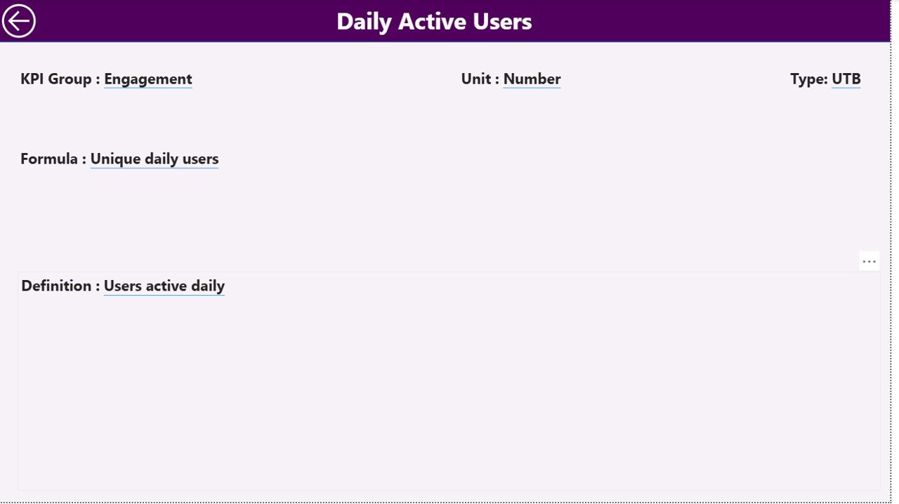 KPI Definition Page