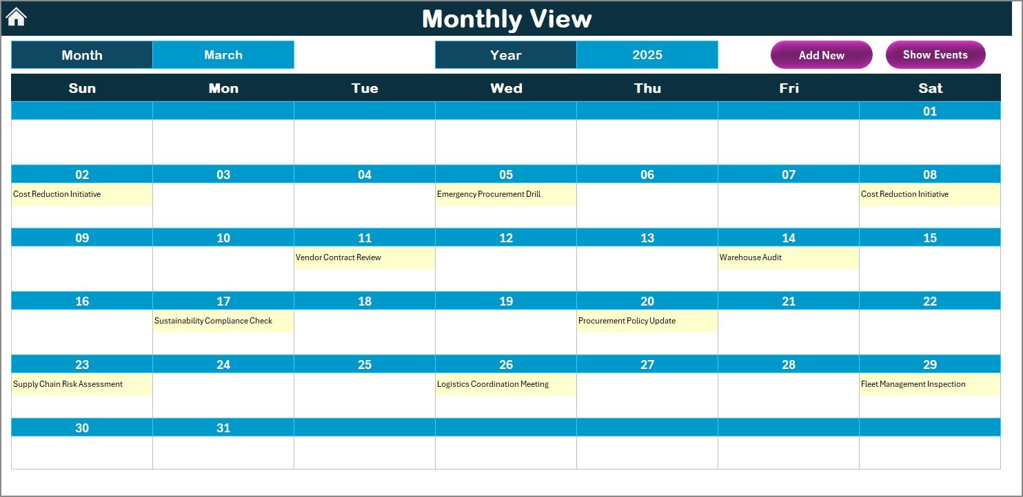 Monthly View Sheet Tab