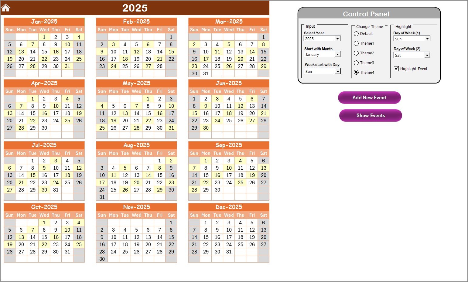 Annual View Sheet Tab