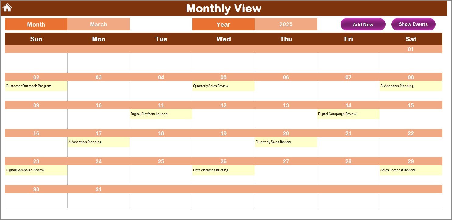 Monthly View Sheet