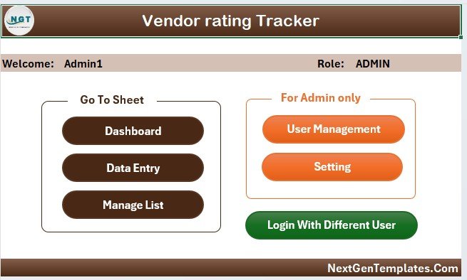 Main Form for Vendor Management
