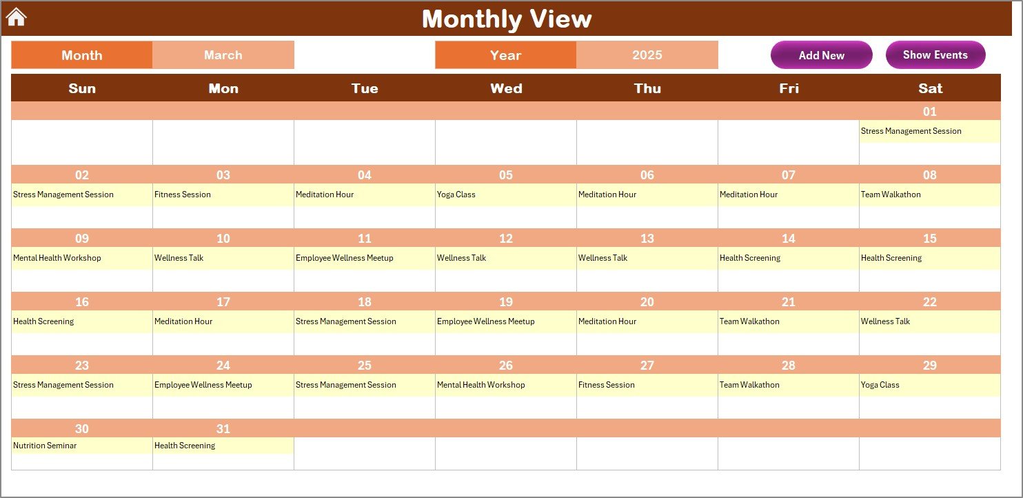 Monthly View Sheet