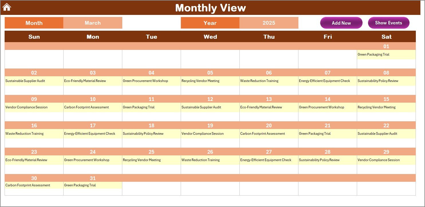 Monthly View Sheet