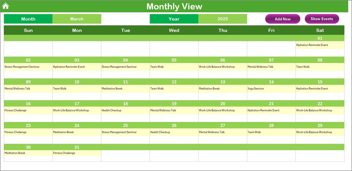 Monthly View Sheet