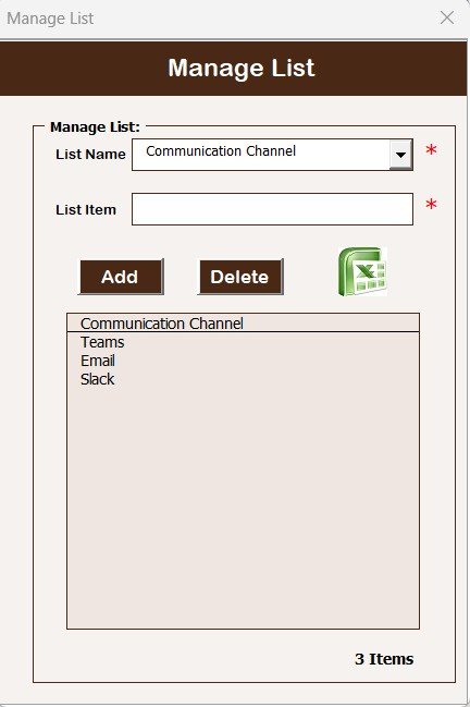 Manage List Sheet Tab