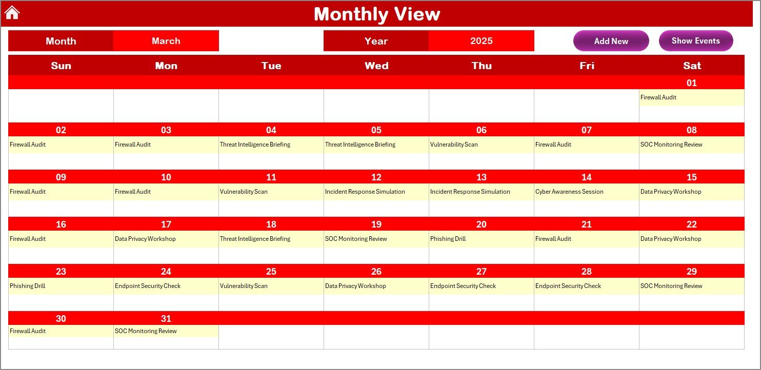 Monthly View Sheet