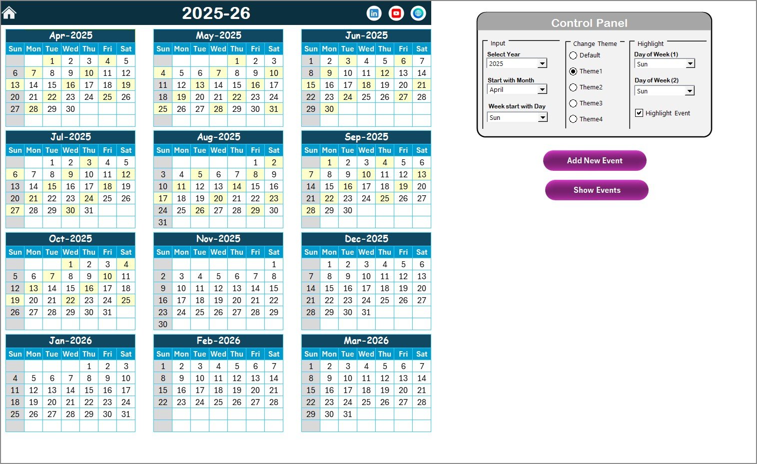 Annual View Sheet Tab