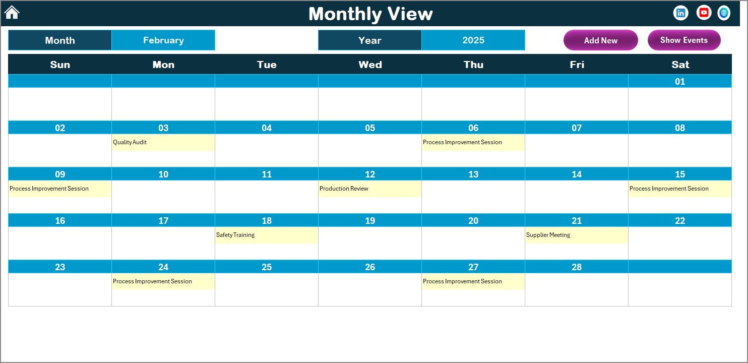 Monthly View Sheet Tab