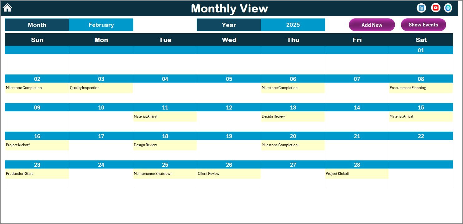 Monthly View Sheet