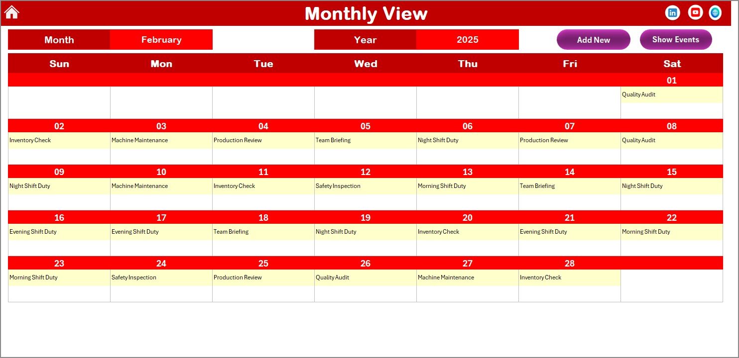 Monthly View Sheet