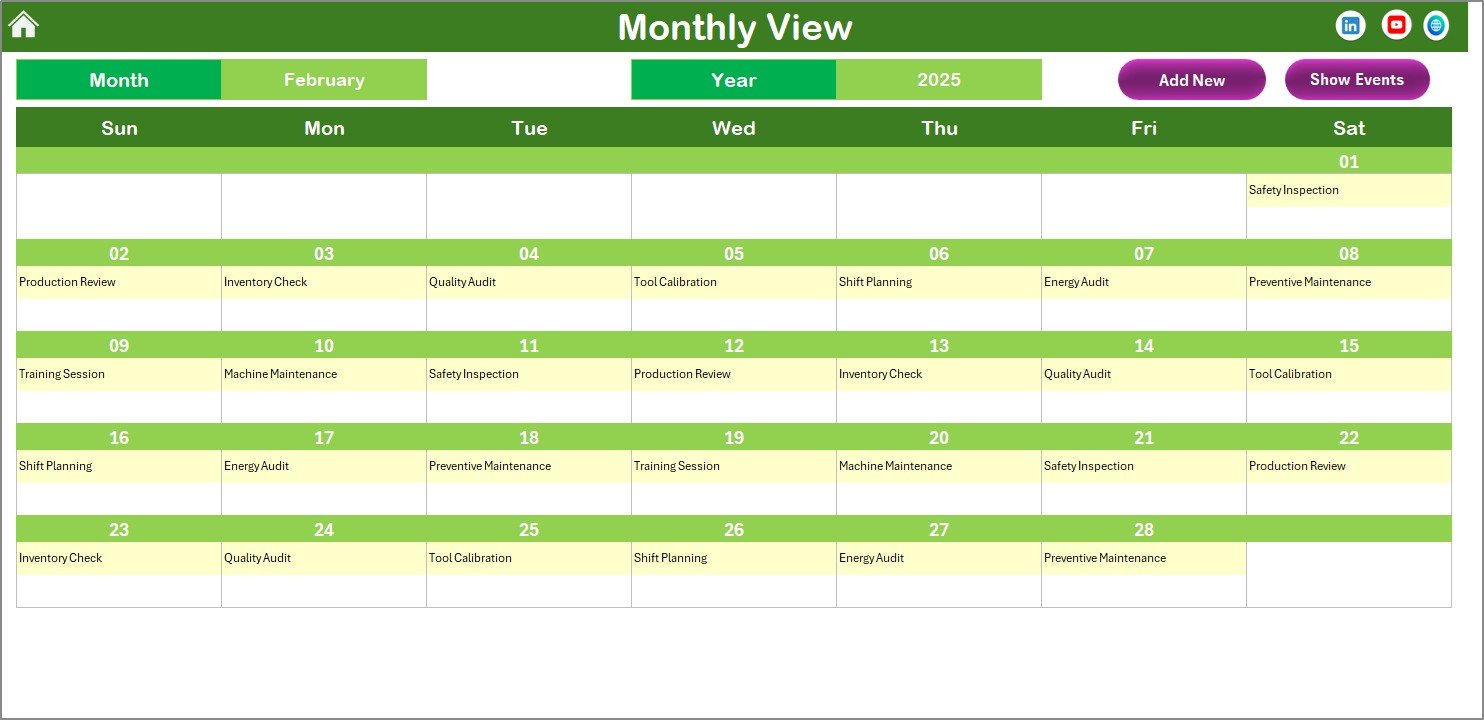 Monthly View Sheet